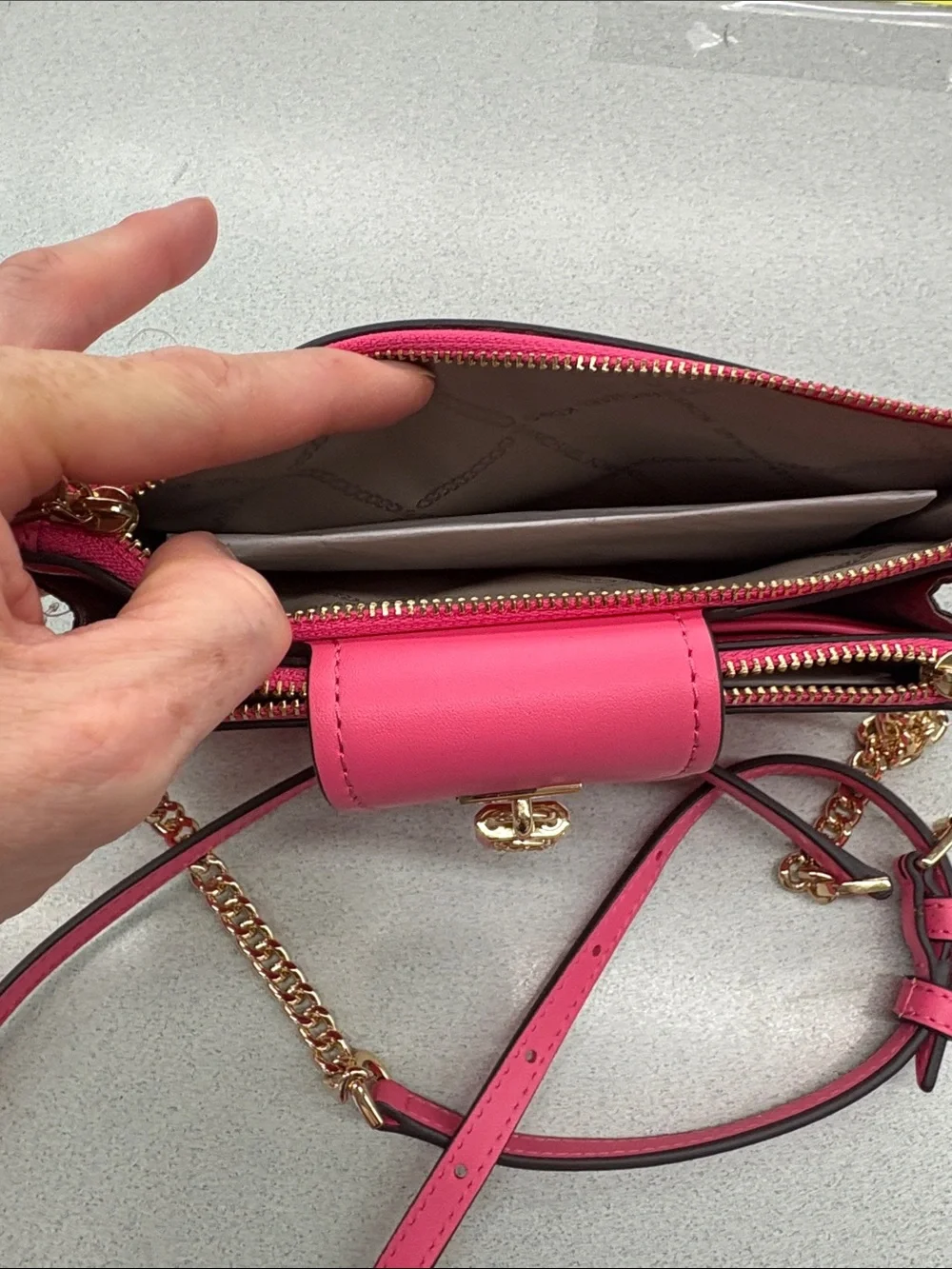 Michael Kors Camila Rose Small Double Zip Crossbody - Ruby
